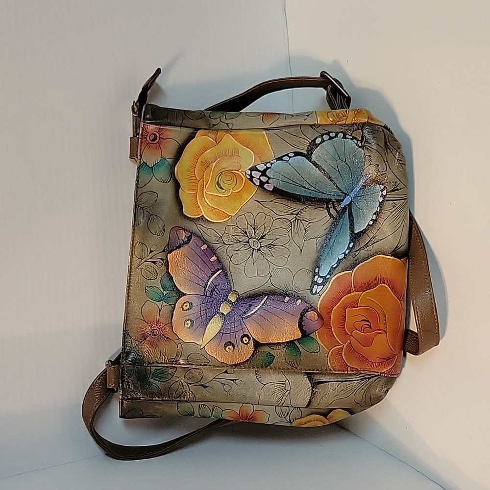 Anuschka Flower Butterfly Leather Bag